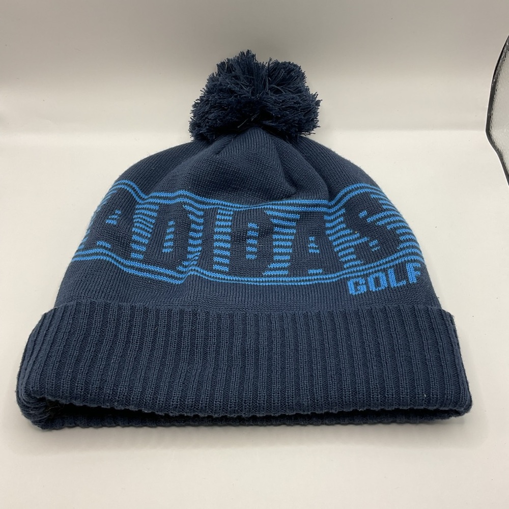 Adidas Two Toned Blue Light Blue/Navy OS Stocking Cap Ball on Top Cold Weather